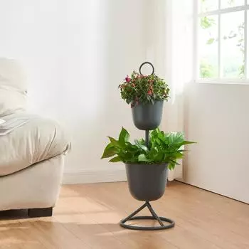 en.casa Alphen Blumenst&auml;nder 2 T&ouml;pfe, Metall, schwarz (84315621)