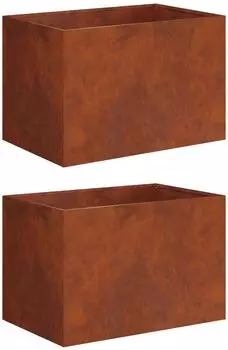vidaXL Garten-Pflanzgef&auml;&szlig; 2er-Set Rostoptik 50x40x40cm (8005651)