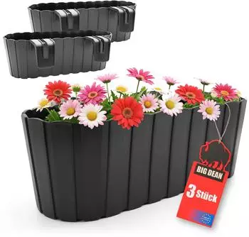 BigDean Blumenkasten f&uuml;r Balkongel&auml;nder 3er-Set