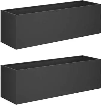 vidaXL Garten-Pflanzgef&auml;&szlig; 2er-Set, Stahl, schwarz, 100x30x30cm (8005219)