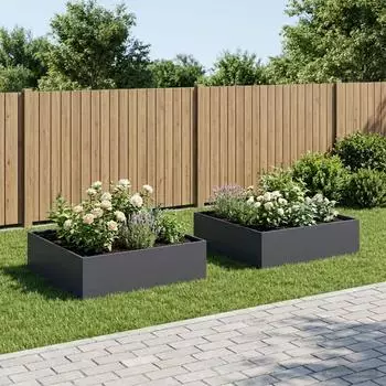 vidaXL Garten-Pflanzgef&auml;&szlig; 2er-Set anthrazit 80x80x30cm (8005069)