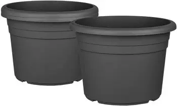 BigDean Blumentopf rund, Kunststoff, anthrazit, &Oslash;25cm, 3er-Set (760392)