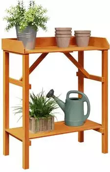 vidaXL Pflanztisch mit Ablage, Kiefernholz massiv, braun, 75x40x90cm (4012188)