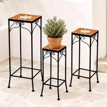DanDiBo Blumenst&auml;nder Mosaik eckig 3er-Set, Metall, outdoor (12012)