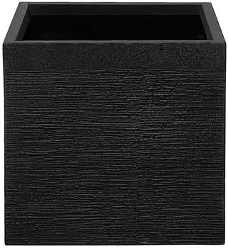 Beliani Paros Blumentopf schwarz, Fiberglas, quadratisch, 40x40x38cm