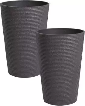 Beliani MEUM 2er-Set Blument&ouml;pfe, rund, 35cm, schwarz