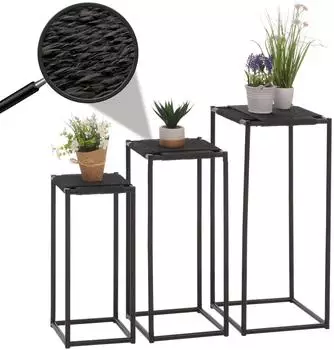 MCW Blumentisch N70 3er-Set, stapelbar, Metall/Papierseil, anthrazit (MCW-N70)