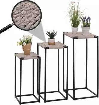 Heute Wohnen HWC-N70 Blumentisch 3er-Set, stapelbar, Metall/Papierseil (108266)