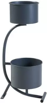 en.casa Blumenst&auml;nder "Almelo" mit 2 Pflanzent&ouml;pfen, Metall, schwarz, 63x29x21cm (84315611)