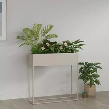 en.casa Joensuu Blumenst&auml;nder rechteckig, hellgrau, Metall, 80x80x25cm