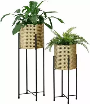 en.casa Mol Pflanzenst&auml;nder-Set 2-tlg. Metall schwarz/gold (800001410935)