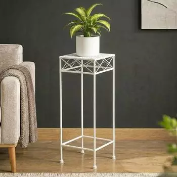 DanDiBo Blumenhocker eckig, wei&szlig;, Metall, 70cm (96314 L)