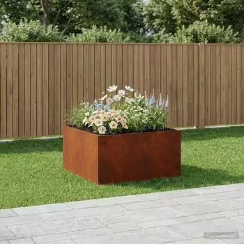 vidaXL Garten-Pflanzgef&auml;&szlig; Rostoptik 60x60x40cm Wetterfeststahl (8005104)
