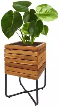 MCW MCW-L25 Pflanzkasten Stahl/Akazienholz, 60x33x33cm, braun (90296)