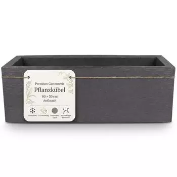BigDean Blumenk&uuml;bel XL rechteckig 80x30cm, Granitstein-Optik, Kunststoff (1003183)