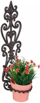 Relaxdays Blumentopf-Wandhalterung, Gusseisen, Ring &Oslash; 14,5cm, antik, dunkelbraun (10039686)