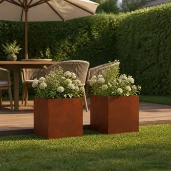 vidaXL Garten-Pflanzgef&auml;&szlig; Rostoptik 20x20x20cm, 2er-Set (8004937)