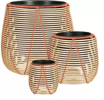 MICA Decorations Cancun Blumentopf 3er-Set, recycelter Kunststoff, beige (1134324)