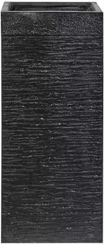 Beliani Dion quadratischer Blumentopf, Lehm-Faser-Mischung, schwarz, 26x26x60cm
