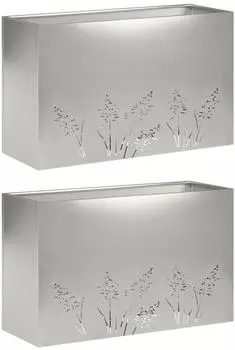 vidaXL Pflanzgef&auml;&szlig; 2er-Set silber 80x30x49cm Edelstahl