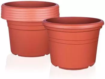 BigDean Blumentopf rund Kunststoff terrakotta &Oslash;35cm, 6er-Set