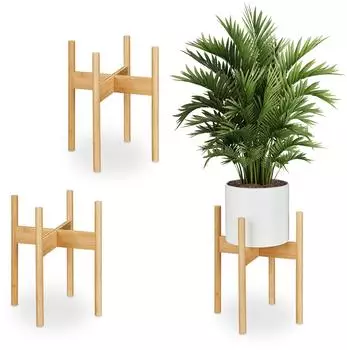 Relaxdays Pflanzenst&auml;nder Bambus, 3er-Set, bis D: 29cm (10048543)