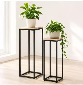DanDiBo Blumenst&auml;nder eckig, schwarz, 2er-Set 60cm/70cm (96705)