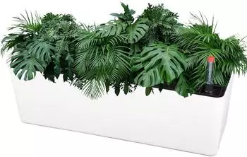 LuxusKollektion Blumentopf rechteckig 40cm selbstbew&auml;ssernd mit Wasserstandsanzeige, wei&szlig;