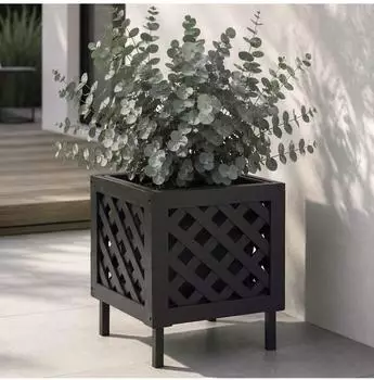 MCW Pflanzkasten MCW-P86, Akazie Holz, 42x34x34cm, schwarz (101577)