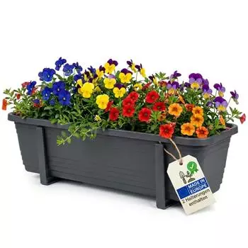 BigDean Blumenkasten 60cm anthrazit mit Halterungen, 3er-Set (1003059)