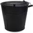 Spetebo Zinkeimer mit Holzgriff und Deckel, schwarz, 12L (3847)