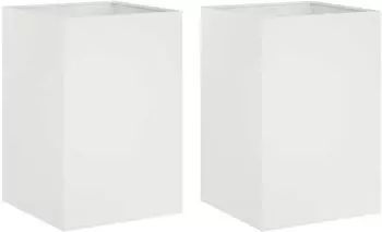 vidaXL Garten-Pflanzgef&auml;&szlig; 40x40x75cm wei&szlig;, kaltgewalzter Stahl, 2er-Set
