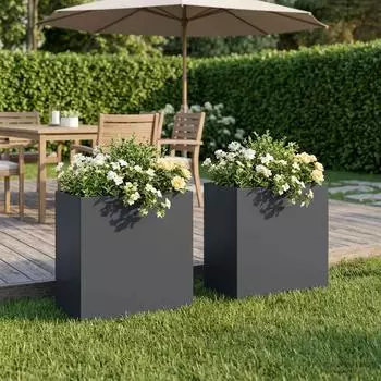 vidaXL Garten-Pflanzgef&auml;&szlig; 2er-Set anthrazit 50x30x50cm