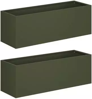 vidaXL Garten-Pflanzgef&auml;&szlig; 2er-Set olivgr&uuml;n 40x20x20cm