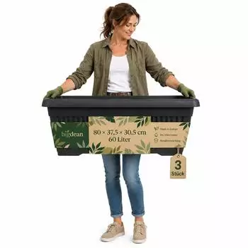 BigDean Jumbo Blumenk&uuml;bel 3er-Set, anthrazit, 60L, 80x37,5x30,5cm (1003156)