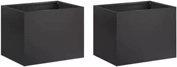 vidaXL Garten-Pflanzgef&auml;&szlig; 2er-Set, kaltgewalzter Stahl, schwarz, 40x30x30cm