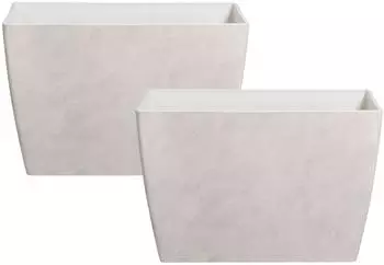 Beliani SILENEV Blument&ouml;pfe 2er-Set, rechteckig, hellgrau, 59cm