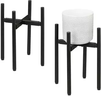 Relaxdays Pflanzenst&auml;nder verstellbar, Metall, schwarz, 2er-Set (10046896_46)