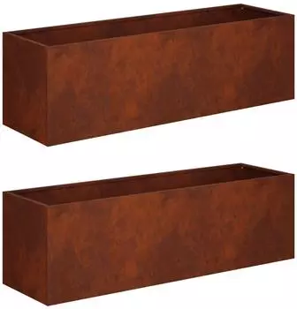 vidaXL Garten-Pflanzgef&auml;&szlig; Rostoptik 100x30x30cm, 2er-Set (8005231)