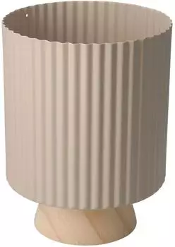 OEM Metall-Blumentopf mit Deckel auf Holzfuß, beige, 18x23cm (domodomo_8721037619585)