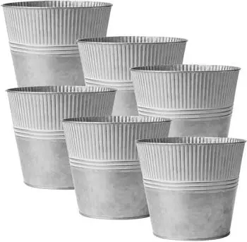 LuxusKollektion Blument&ouml;pfe 6er-Set, verzinkter Stahl, metallgrau, Vintage-Design