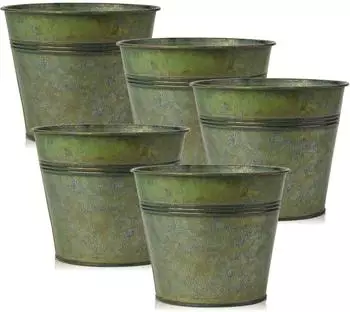 LuxusKollektion Blument&ouml;pfe 5er-Set, verzinkter Stahl, Vintage, ⌀18cm