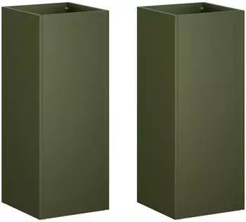 vidaXL Garten-Pflanzgef&auml;&szlig; 2er-Set olivgr&uuml;n 20x20x50cm