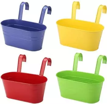 LuxusKollektion H&auml;ngende Blument&ouml;pfe Metall 4er-Set 27,5cm mit Haken (4 Farben)