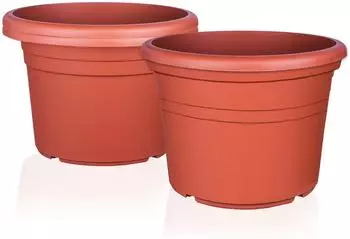 BigDean Blumentopf rund, Kunststoff, terrakotta, &Oslash;25cm, 3er-Set