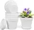 LuxusKollektion Blumentöpfe mit Untersetzer 6er Set, 17,8cm, weiß, Kunststoff