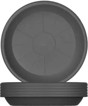BigDean Blumentopf-Untersetzer rund, Kunststoff, anthrazit, &Oslash; 34cm, 6er-Pack (761337)