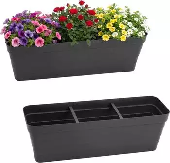 Spetebo Blumenkasten 2er-Set anthrazit 60x20cm mit Bew&auml;sserungssystem (50702)
