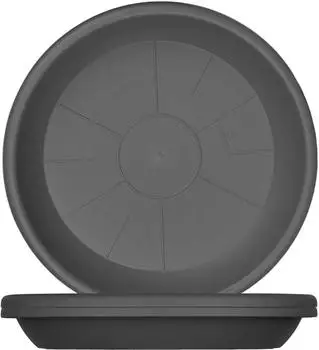 BigDean Blumentopf-Untersetzer rund, Kunststoff, anthrazit, &Oslash; 39cm, 3er-Set (761252)