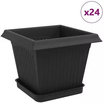 vidaXL Blument&ouml;pfe 24 Stk., schwarz, 20x20x16cm, Kunststoff (3403312)